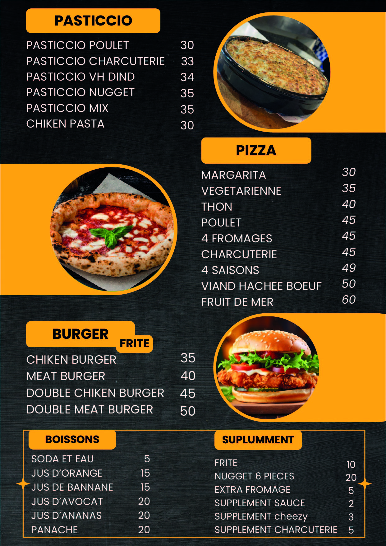 Menu du snack page 2